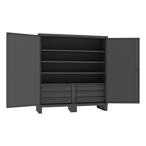 Large Durham Cabinet extra heavy duty 12 guage combination with 4 shelves and 6 drawers.